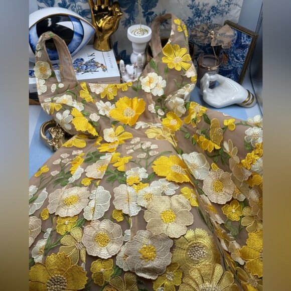 🆕 BRONX & BANCO 🧿 NWOT Jasmine Maraya Structured Mini Dress, Yellow Sz S US 4 - Picture 14 of 16